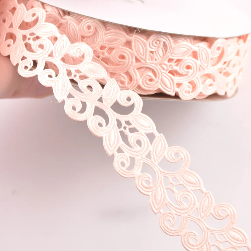 2.5cm Flower Ribbons For Crafts DIY Embroidered Decoration Sewing Accessories Scrapbooking Lace Ribbon Handmade Materials c2422 Qme 6 5 yards