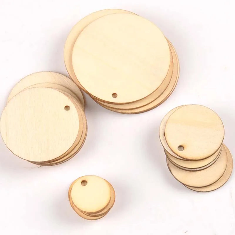 Mix Round Shape Natural Wooden Ornament For Scrapbooking DIY Wood Carfts One Hole Handmade Accessory Home Decoration m2149 Qme circular 60mm 10pcs