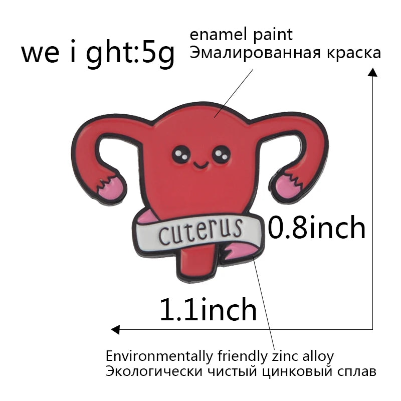 Cuterus Custom Enamel Pin Women Female Uterus Womb Brooches Gift Feminism Icons Pin Badge Button Lapel Pin for Clothing Cap Bag Qme