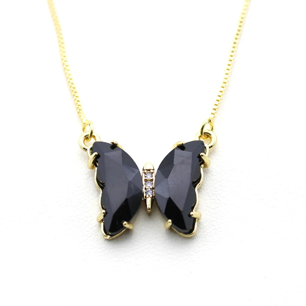New AA Cubic Zircon Elegant Limited Jewelry Crystal Butterfly Double Sided Necklace Ladies Simple Style Jewelry Gift Qme 5