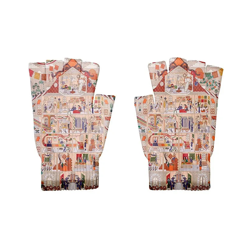 Cartoon Mashup Colorful Pattern Mittens Wrist Spring Summer Qme style5 One Size China Mainland