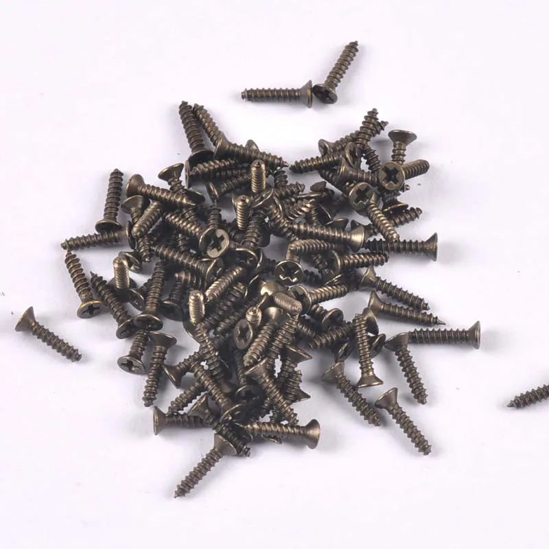 100Pcs Mini Flat Head Screw For Wooden Box Hardware Accessories Carpenter's Furniture Wood Working Bronze/silver/golden Screws Qme