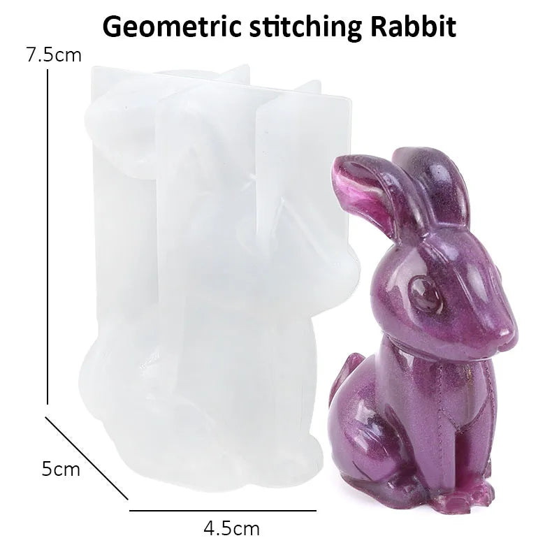 Stereoscopic Animal Resin Molds Silicone Bear Casting Molds Epoxy Resin Mold for Keychains DIY Handmade Resin Jewelry Supplies Qme Rabbit