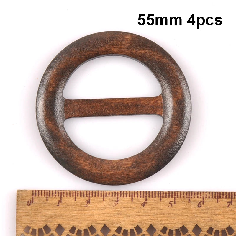 Wooden Round Ring Belt Buckle For Clothes Bag Accessories Apparel Garment Ornament Handmade DIY Accessories Windcoat Decor m2591 Qme 55mm 4pcs