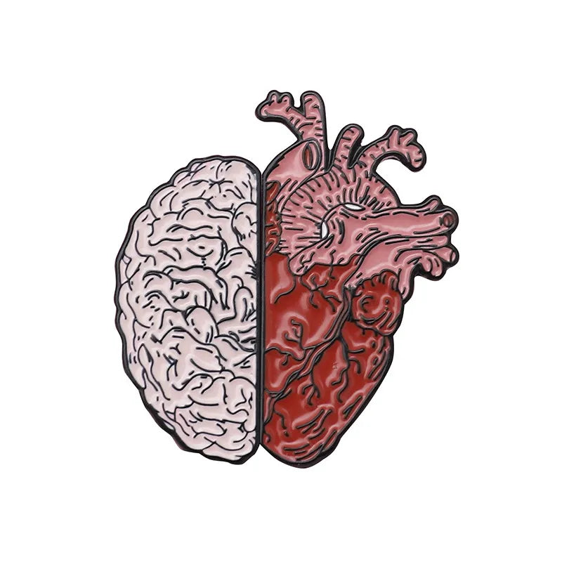 Heart and Brain Custom Enamel Pin Badge Human Heart Lapel Pin Brain Brooch Anatomy Art Jewelry Medical Anatomical Gift Wholesale Qme set