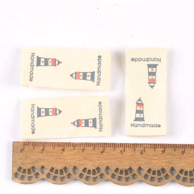 50pcs Mix Beige Printed Woven Labels For Clothing Care Label Sewing Supplies Shoes Bag Washable Garment Tags DIY Accessory c2394 Qme