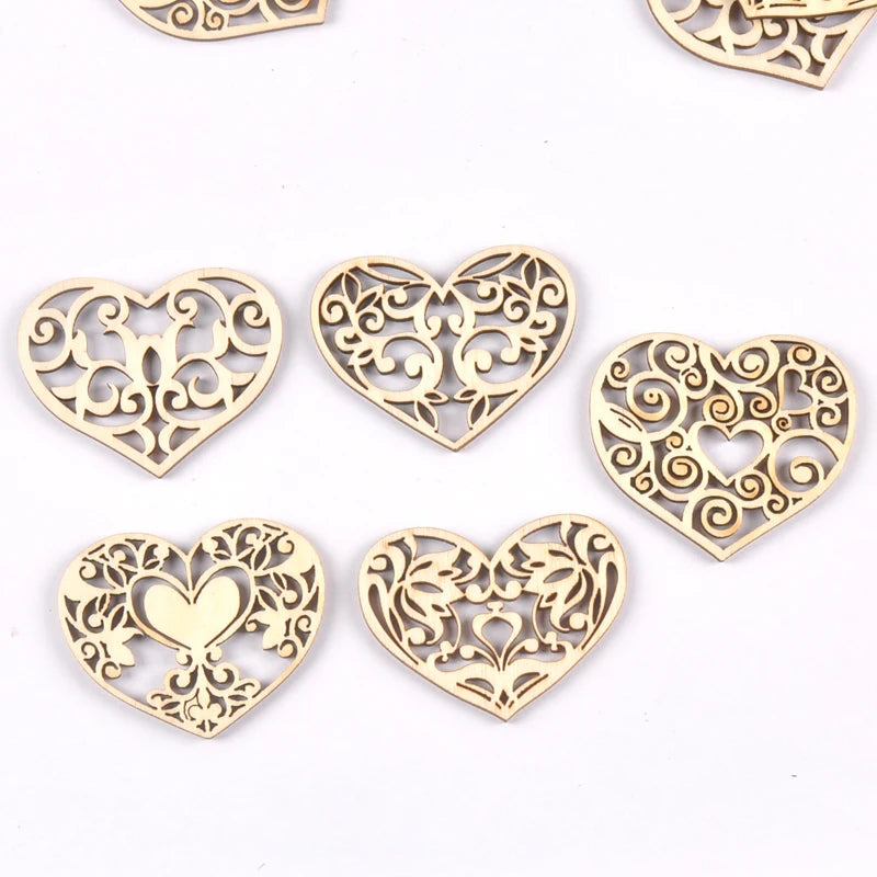38x50mm Mixed Lace Heart Hanging Pendant Wood Slices Crafts For DIY Scrapbook Home Decor Wooden Ornament 10pcs m2584 Qme