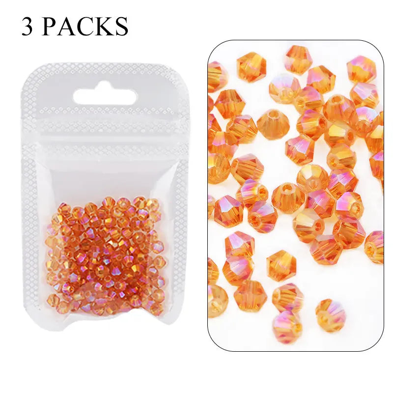 4mm Shiny AB color Crystal Bicone Beads Glass Jewelry Beads Loose Spacer Beads earring bracelet making Jewelry Accessories DIY Qme 2