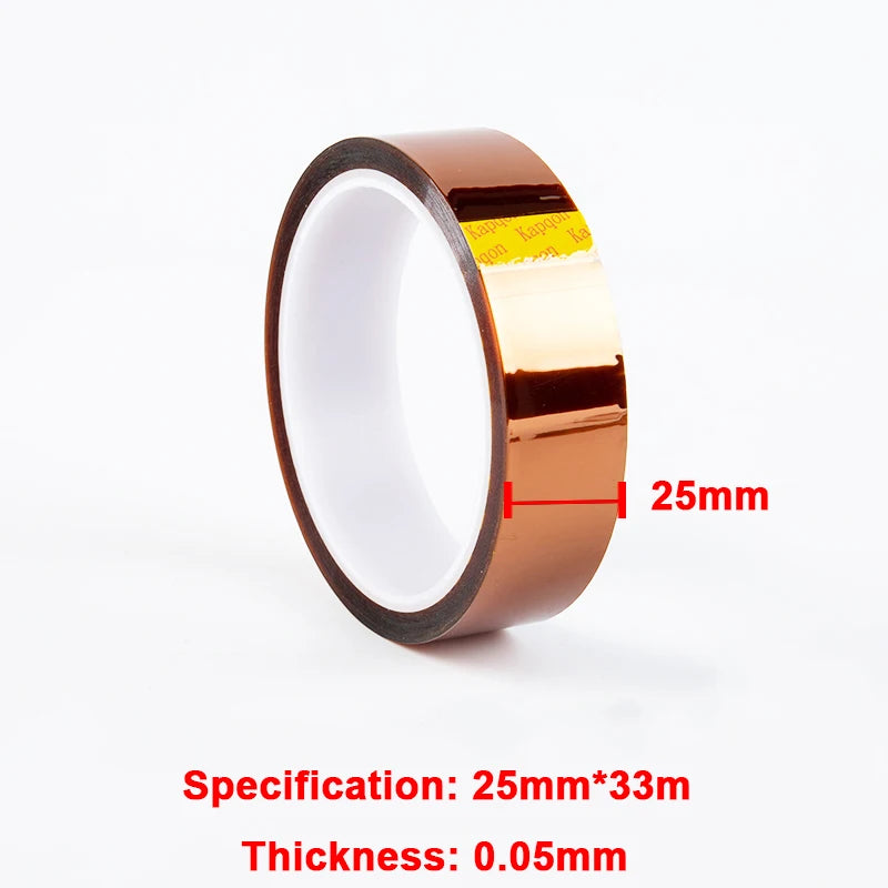 33M Gold High-Temperature Heat Resistant Adhesive Tape Polyimide 10-50MM Width No Residue for Masking Soldering Etc Qme 25mmX33m