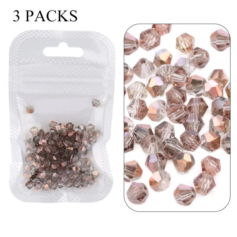 4mm Shiny AB color Crystal Bicone Beads Glass Jewelry Beads Loose Spacer Beads earring bracelet making Jewelry Accessories DIY Qme 10