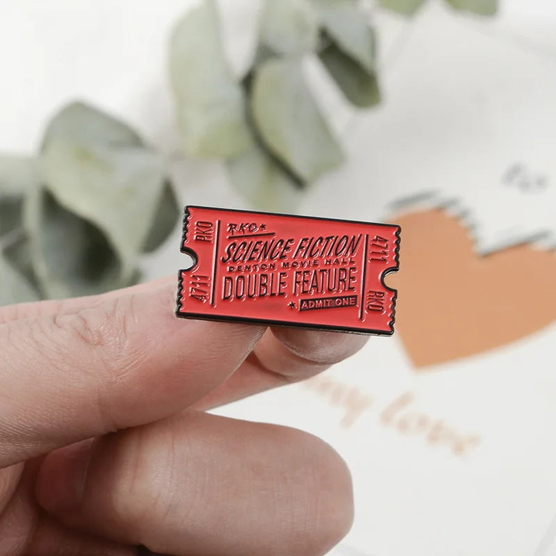 Rocky Horror Enamel Pin Red Black Movie Ticket Badge Brooch Lapel Pin Denim Shirt Collar Science Fiction Jewelry Gift Wholesale Qme
