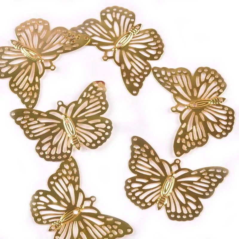 Gold Silver Flower Butterfly Connectors Filigree Wraps Metal Crafts For DIY Scrapbook Accessories Embellishments 20Pcs yk0768 Qme
