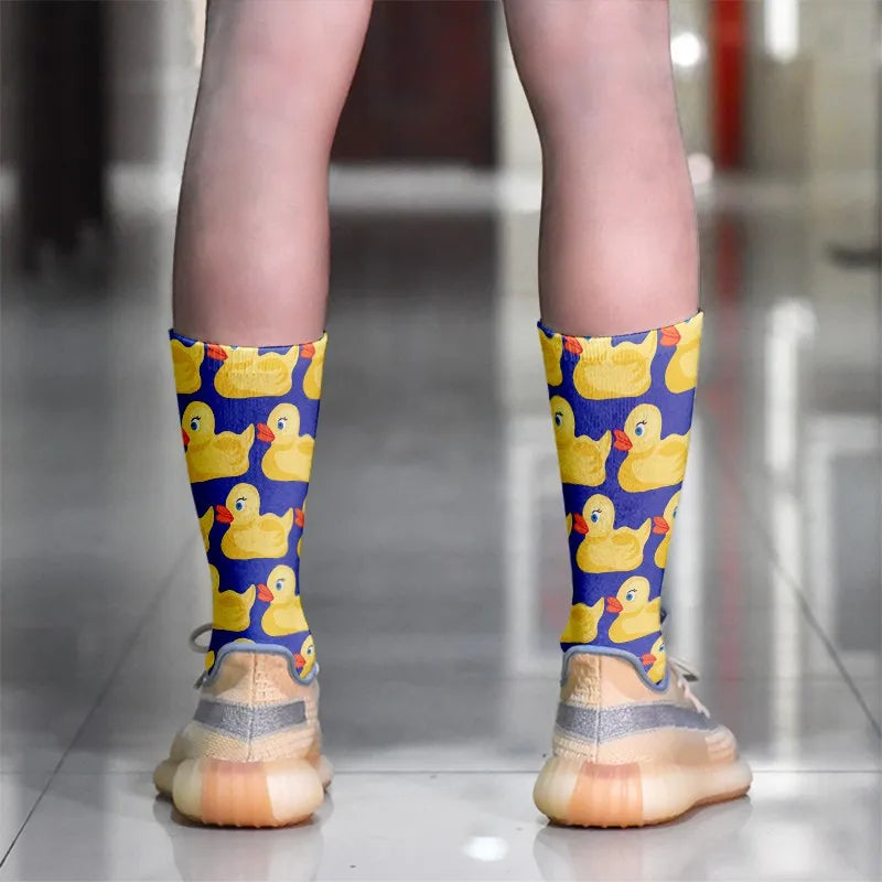 Cartoon Socks Animal Print Duck Cute Harajuku Kawaii Women Skarpetki Qme