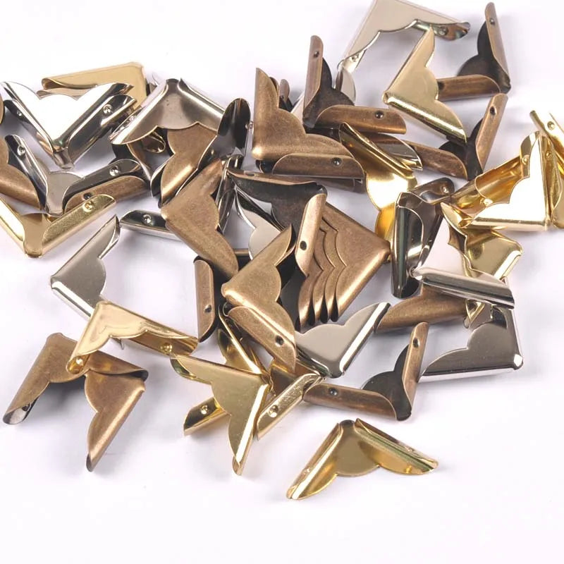 50pcs Bronze Tone Metal Books Corners Protectors For Scrapbooking Albums Decorative Corner Menus Folders Box DIY Accessories Qme