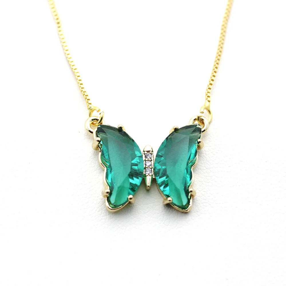 New AA Cubic Zircon Elegant Limited Jewelry Crystal Butterfly Double Sided Necklace Ladies Simple Style Jewelry Gift Qme 20