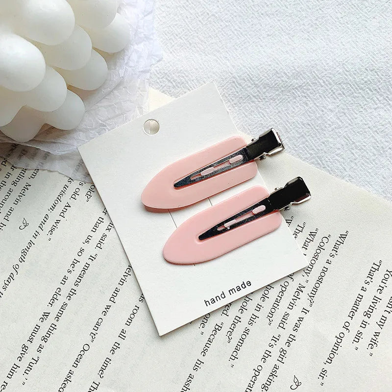 4/2pcs No Bend Seamless Hair Clips Side Bangs Fix Fringe Barrette Makeup Washing Face Accessories Women Girls Styling Hairpins Qme 2pcs-Pink