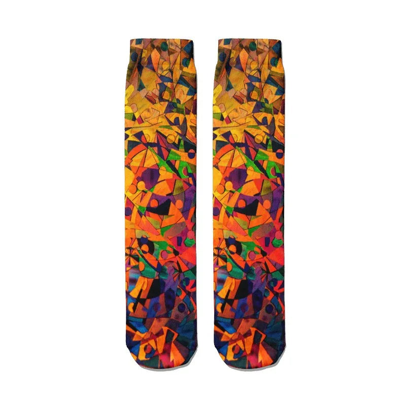 Fashion Graffiti Hip-hop Socks Novelty Print Couple Cotton Women Qme style6 One Size China Mainland