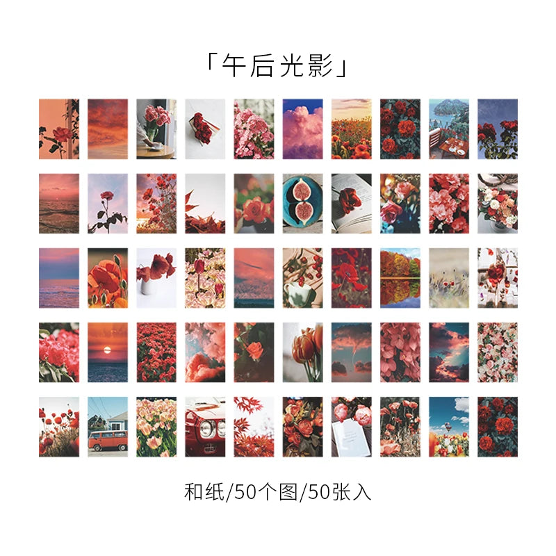 50pcs Life Scenery Sticky Book Style Deco Stationery Scrapbooking Decorative background Stickers Sticky Art Aesthetics Stickers Qme 4