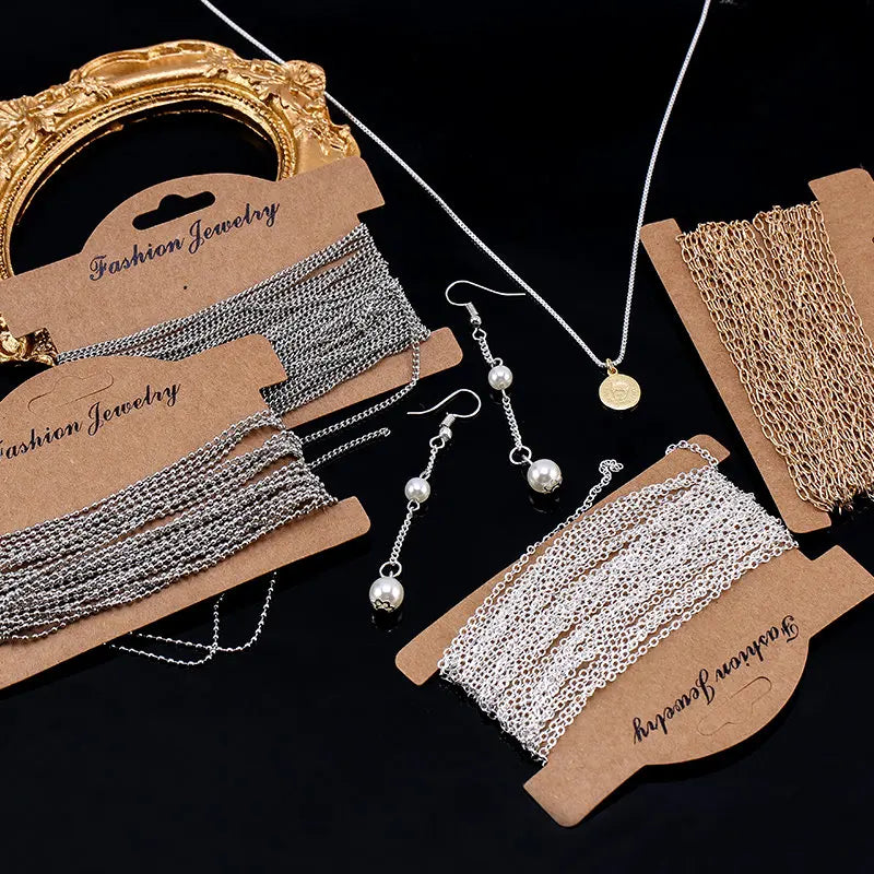 6 Types Jewelry Making Chains Plated Silver Gold Copper Cable Link Chains For DIY Jewelry Necklace Bracelet Crafts 5 Meters Qme