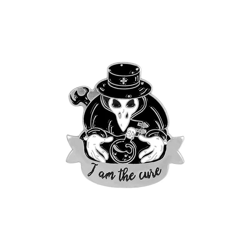 Punk Plague Doctor Enamel Lapel Pins Gothic Brooches Badges Black Death Fashion Pins Gifts for Nurse Friends Jewelry Wholesale Qme 18