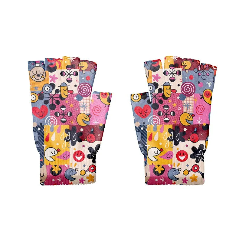 Women Men Cartoons Knitted Gloves Unisex Cute Cycling Finger Autumn Qme style1 One Size China Mainland