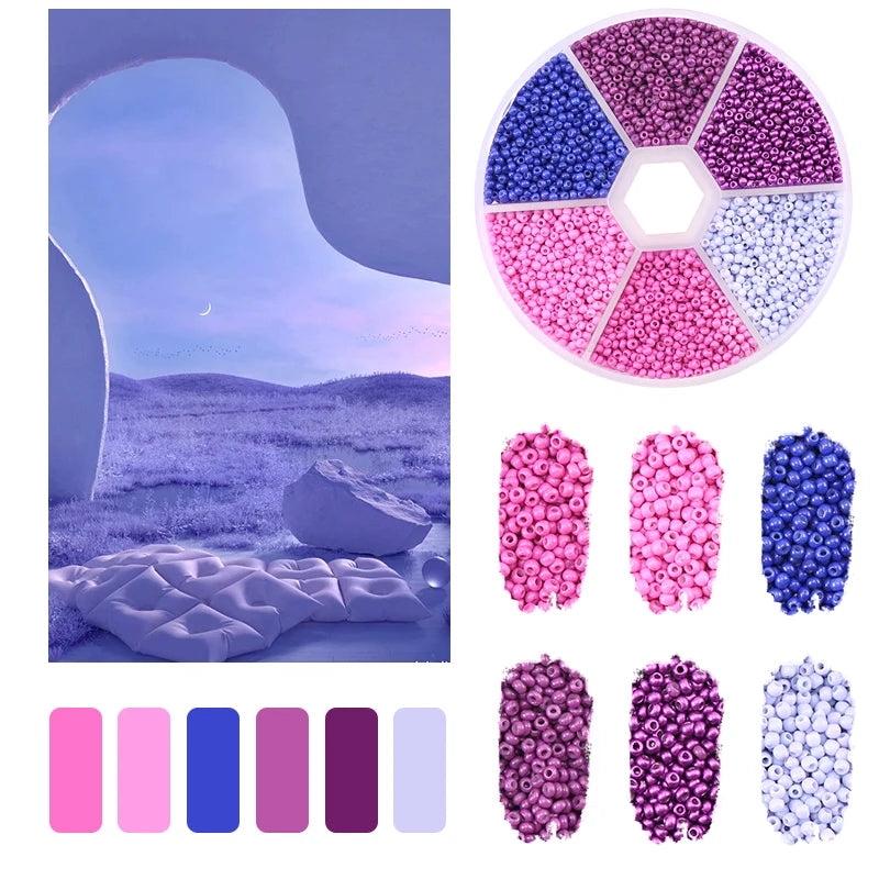 Brand New 2mm Gradient Seed Beads Kit For Jewelry Making Glass Jewelry Beads For Needlework Craft Necklace Bracelet Handmade DIY Qme Purple gradient 2MM
