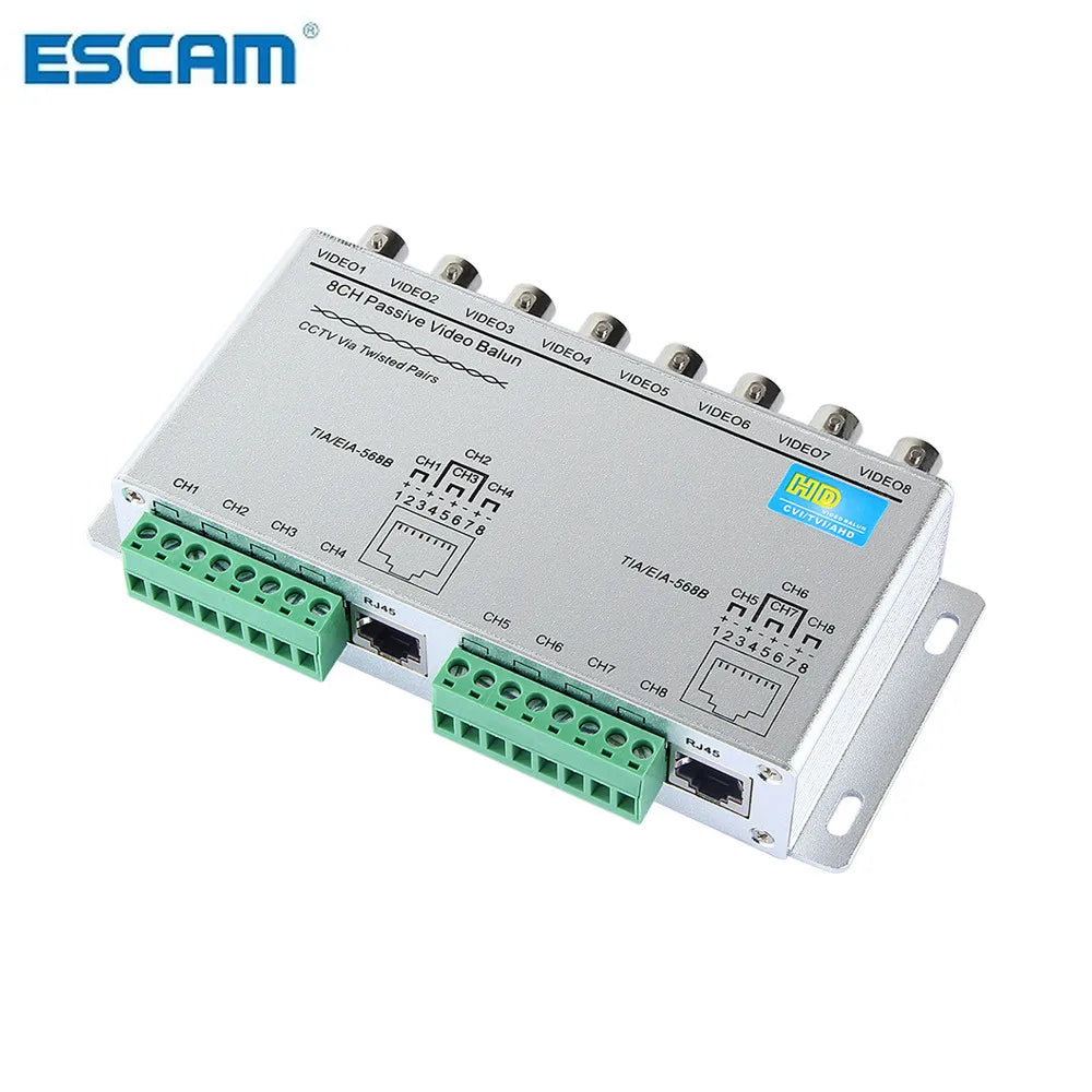 4CH/8CH HD CVI/TVI/AHD Passive Transceiver 4/8Channels Video Balun Adapter Transmitter BNC to UTP Cat5/5e/6 Cable 720P 1080P Qme 4CH