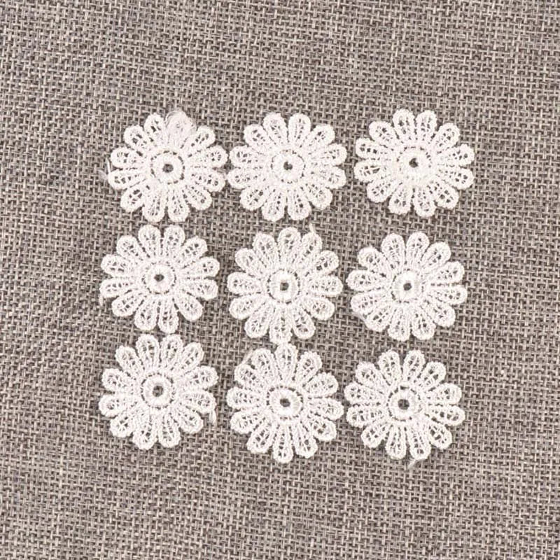 100Pcs Flower White Lace Embroidery Ribbon AppliqueTrim For Sewing Decoration Wedding DIY Accessories Handmade Supplies c1141 Qme