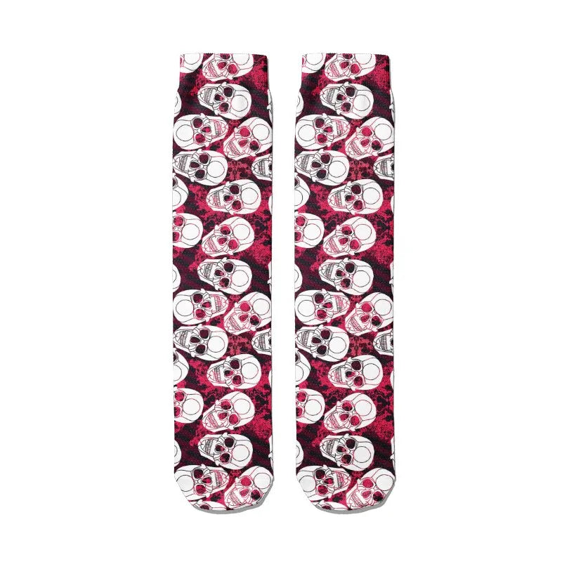 Funny Harajuku Cartoon Skull Socks Cotton Men Women's Colorful Sports Qme style7 One Size China Mainland