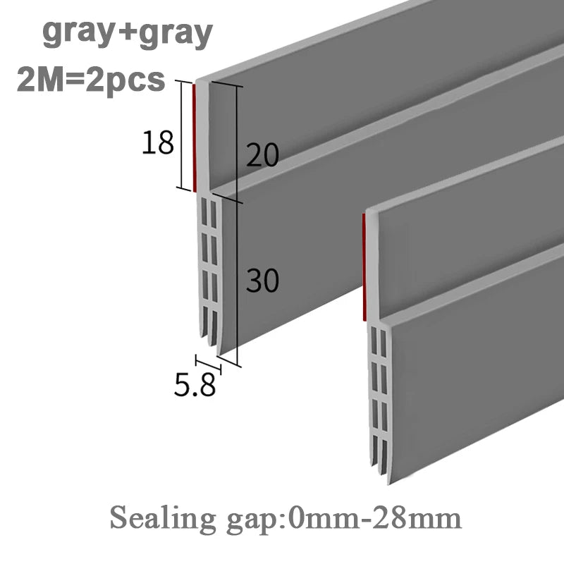 2 Pack Door Bottom Weather Stripping Draft Blocker Self Adhesive Silicone Flexible Seal Tape Dust and Noise Insulation Strip Qme Gray 2 pack