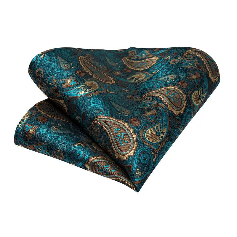 Hi-tie Luxury Box Classic Paisley Teal Green Necktie Gentle Men's Tie Qme