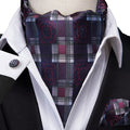 Hi-tie Silk Men's Ascot Pocket Square Cufflinks Jacquard Floral