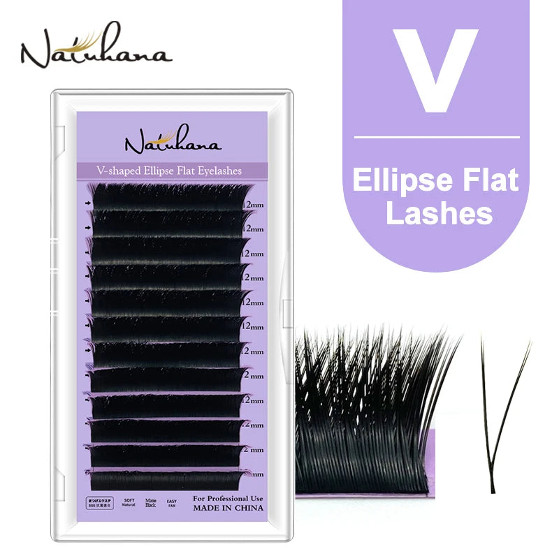 NATUHANA Mink Lasher V Shaped Ellipse Flat Split Tips Eyelash Qme C 0.20mm 8mm