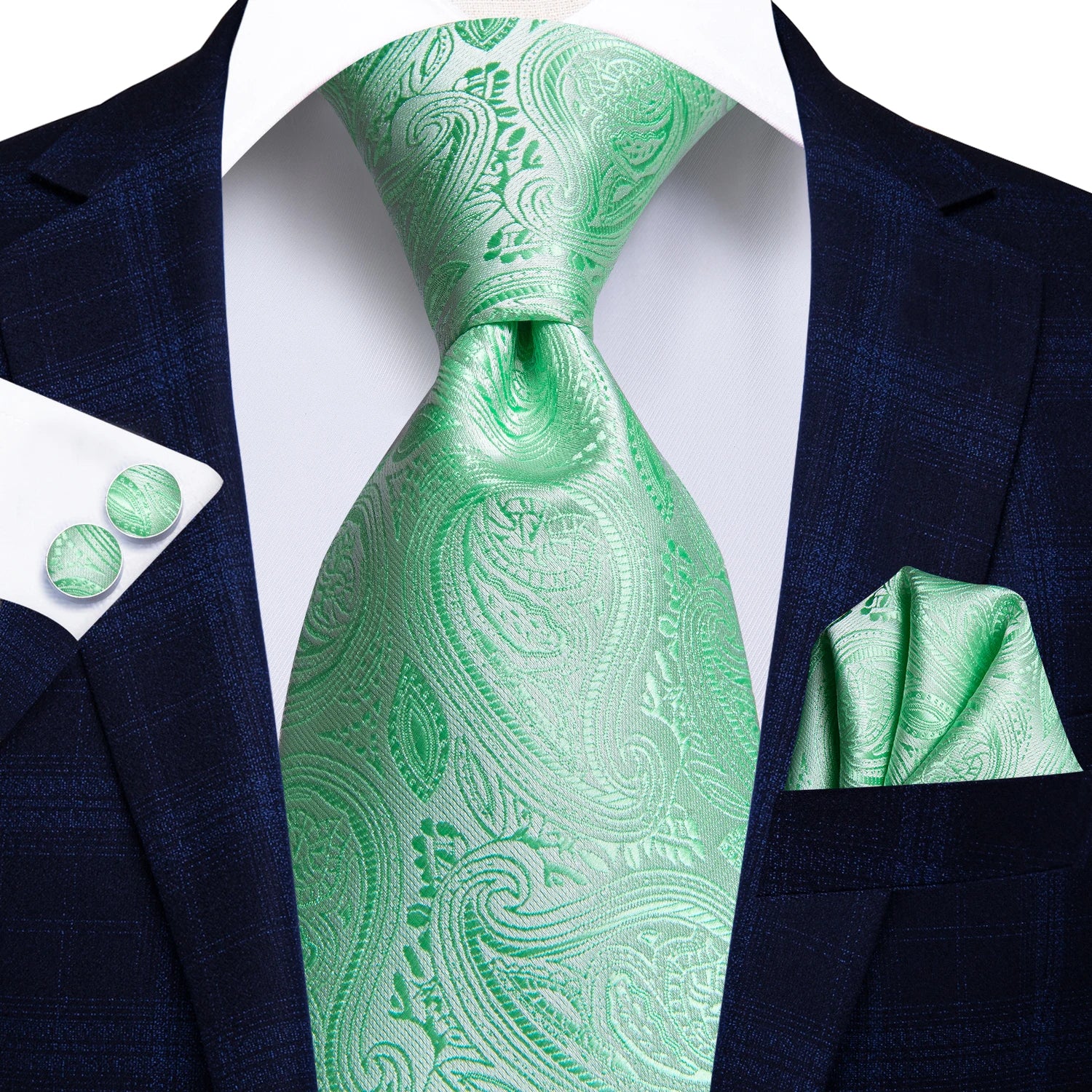 Hi-Tie Elegent Men's Tie Set Gold Paisley 8.5cm Wedding Ties For Men New Fashion silk Design Hanky Cufflinks Set Quality Necktie Qme 3245