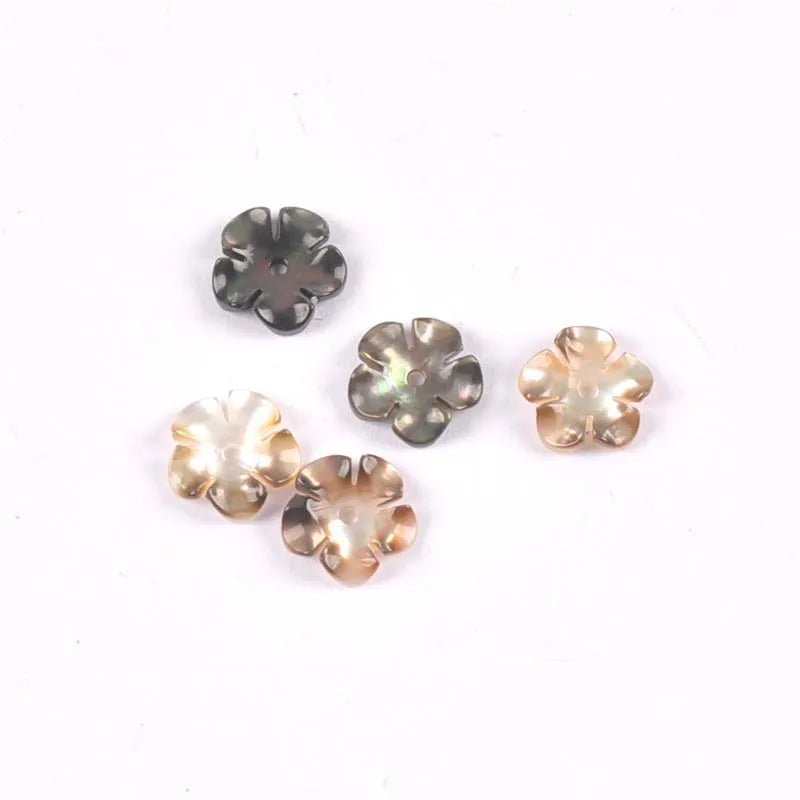 5Pcs Flower Shape Texture Curved Natural Mother Of Pearl Shell Beads For Jewelry Making Earring Diy Craft Accessories 8mm tr0379 Qme grey