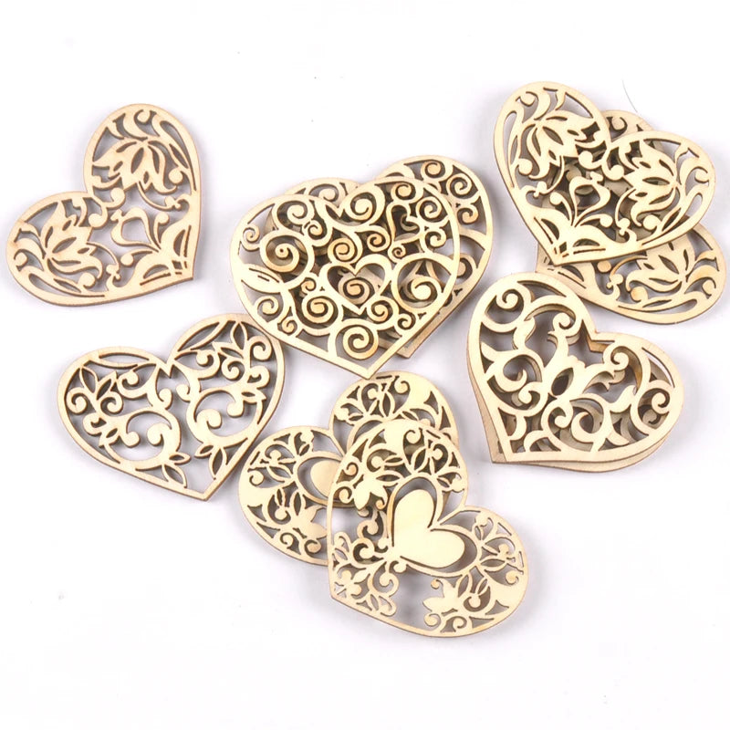 38x50mm Mixed Lace Heart Hanging Pendant Wood Slices Crafts For DIY Scrapbook Home Decor Wooden Ornament 10pcs m2584 Qme