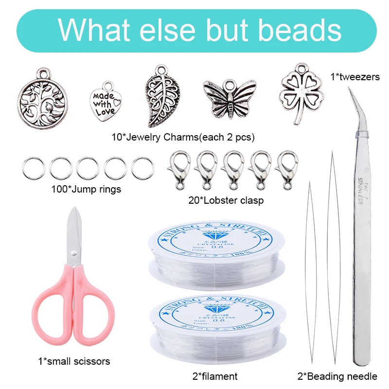 20000pcs Jewelry Making Kit Seed Beads Set 2mm Glass Beads Set Bracelets Necklace Ring Making Seedbeads Kit For DIY Art Craft Qme