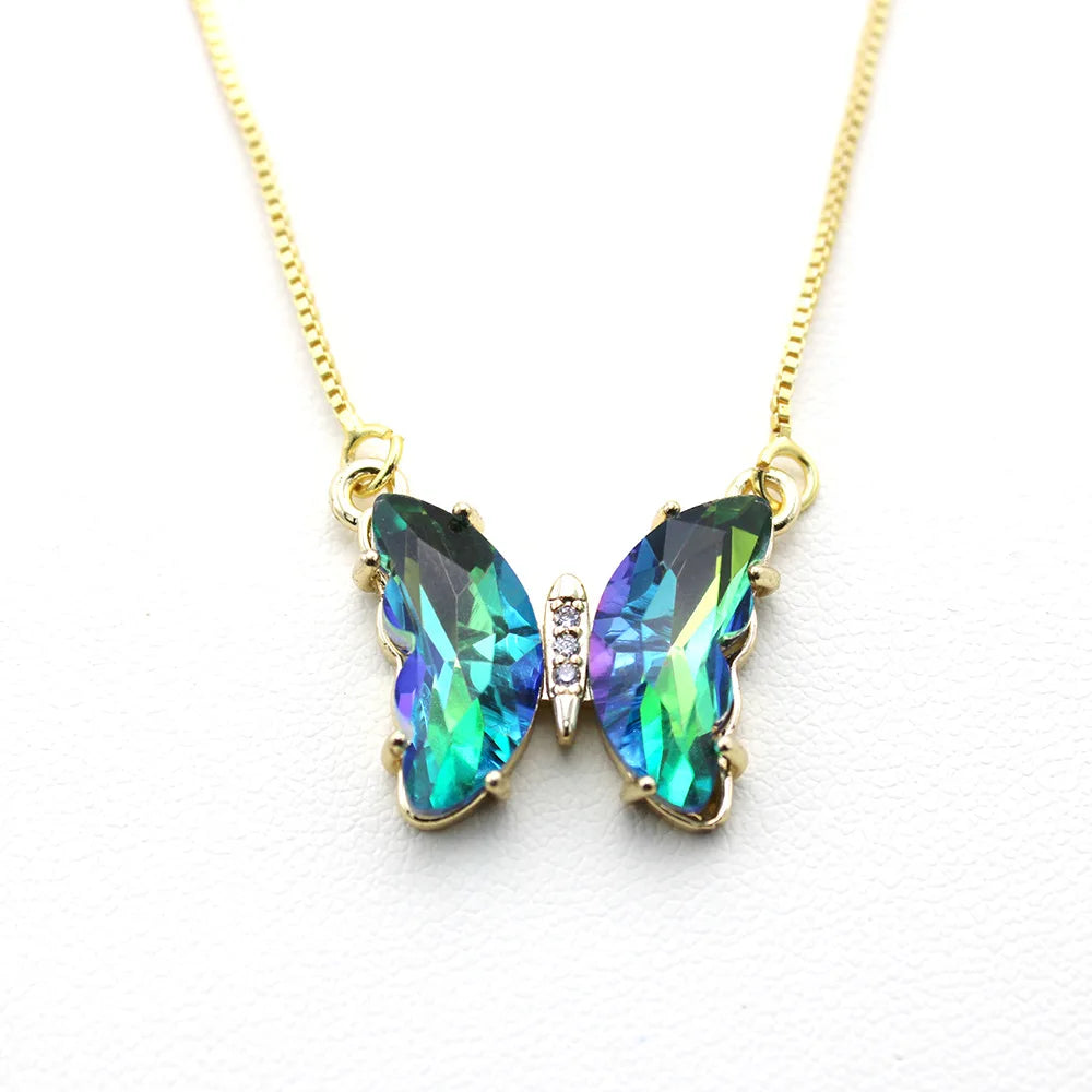 New AA Cubic Zircon Elegant Limited Jewelry Crystal Butterfly Double Sided Necklace Ladies Simple Style Jewelry Gift Qme 19