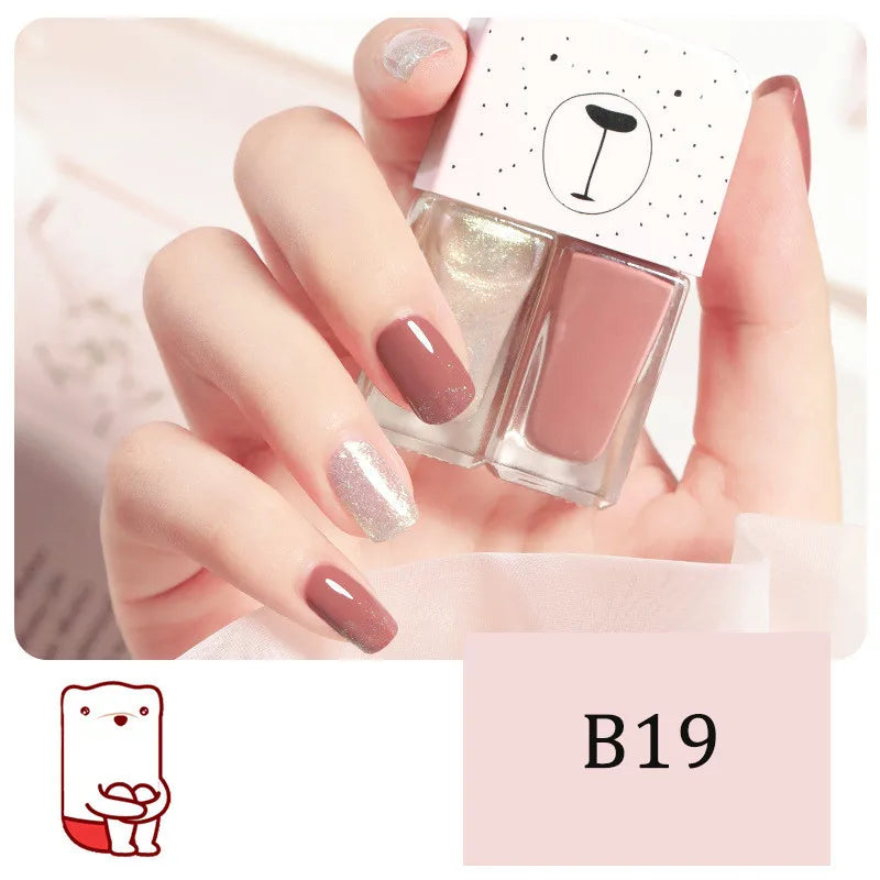 New 2 In 1 Candy Color Nail Polish Manicure Water-based Bright Scrub No Bake No Peeling Quick Dry Waterproof Lasting Nail Polish Qme B19