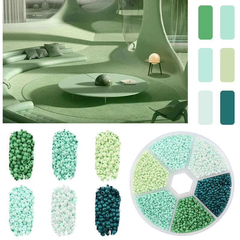 Brand New 2mm Gradient Seed Beads Kit For Jewelry Making Glass Jewelry Beads For Needlework Craft Necklace Bracelet Handmade DIY Qme Green gradient 2MM