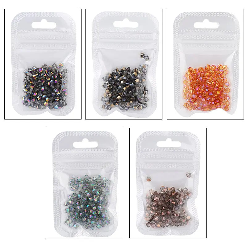 4mm Shiny AB color Crystal Bicone Beads Glass Jewelry Beads Loose Spacer Beads earring bracelet making Jewelry Accessories DIY Qme 12