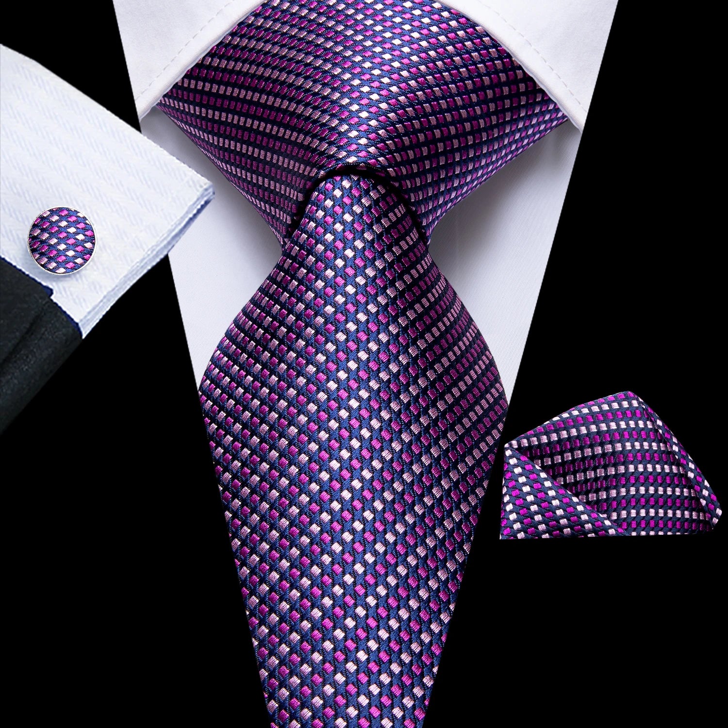 Hi-tie Light Purple Solid Silk Wedding Tie Men Hanky Cufflink Necktie Qme 0471