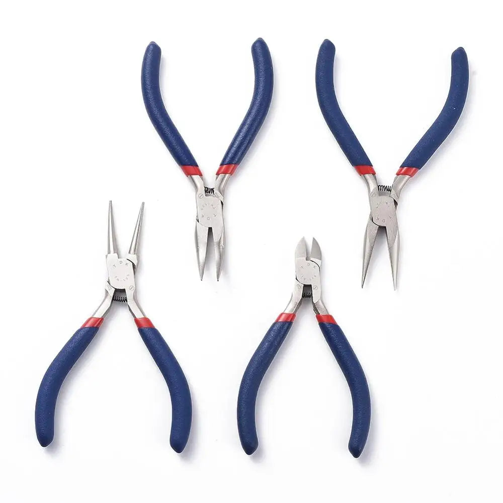 Pandahall Jewelry Pliers Sets Carbon-Hardened Steel Side Cutting Round/Bent/Long Chain Nose Pliers DIY Making Jewelry Tools Qme 4Pcs