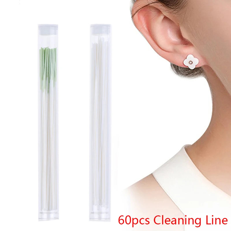 Earrings Hole Cleaner Disinfection Ear Wires Cleaning Line Piercing Qme