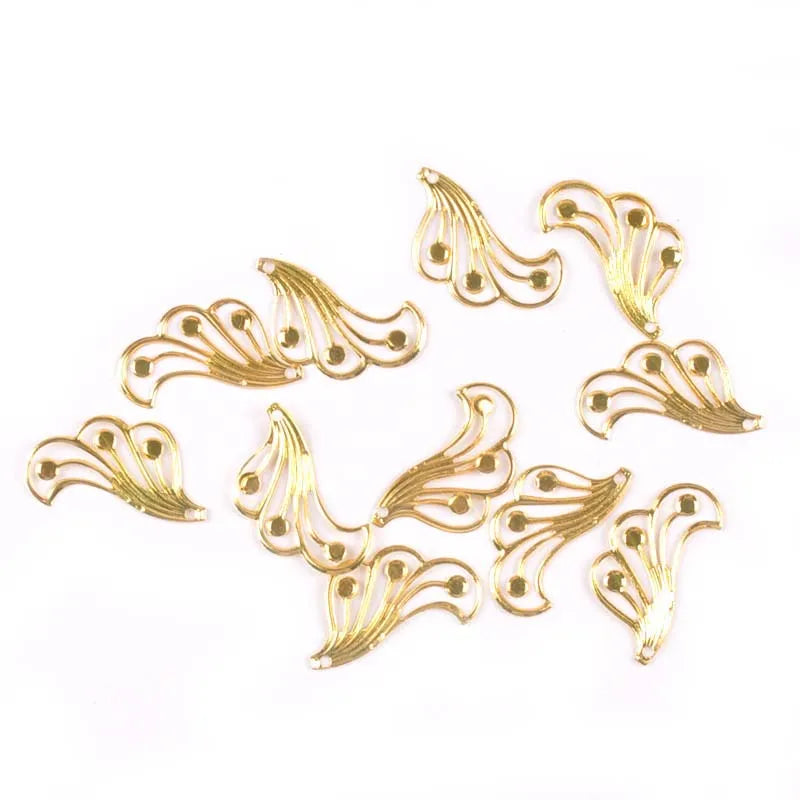 3 Color Flower Filigree Wraps Connectors Metal Crafts For DIY Embellishments Making Handicraft Scrapbook 50Pcs 43x21mm yk0765 Qme