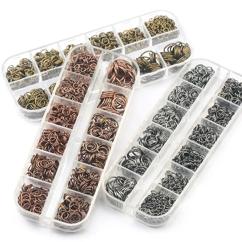 1050Pcs 0.7mm plated color Open Jump Rings Mixed 4mm 5mm 6mm 7mm 8mm 10mm iron Split Rings For DIY Jewelry Making 6 colors Qme