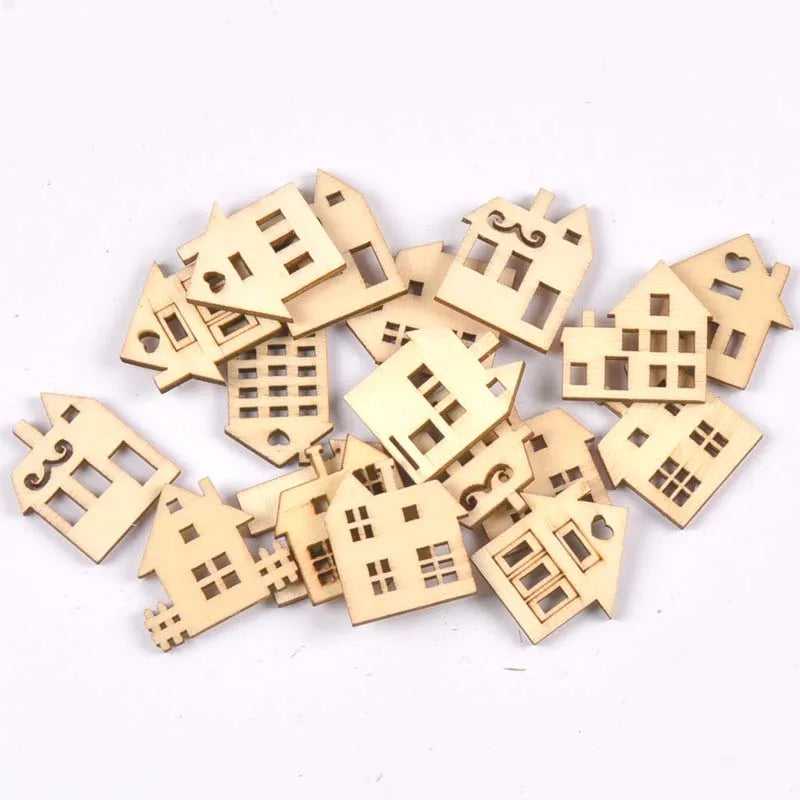 50Pcs Mix Pattern Wood Slices DIY Scrapbook Crafts Supplies Unfinished Wooden Home Decorations Handmade Ornament 25-30mm m2204 Qme