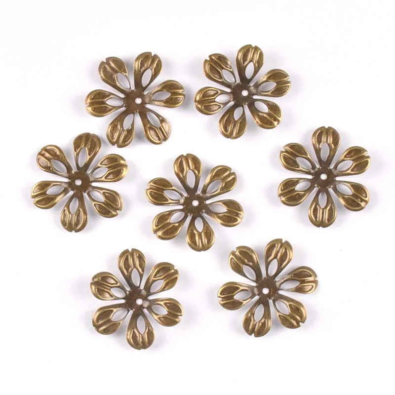 24mm Vintage Flowers Connectors Wraps Filigree Metal Crafts For Jewelry Making Pendants DIY Scrapbooking Decoration Yk0762-6 Qme