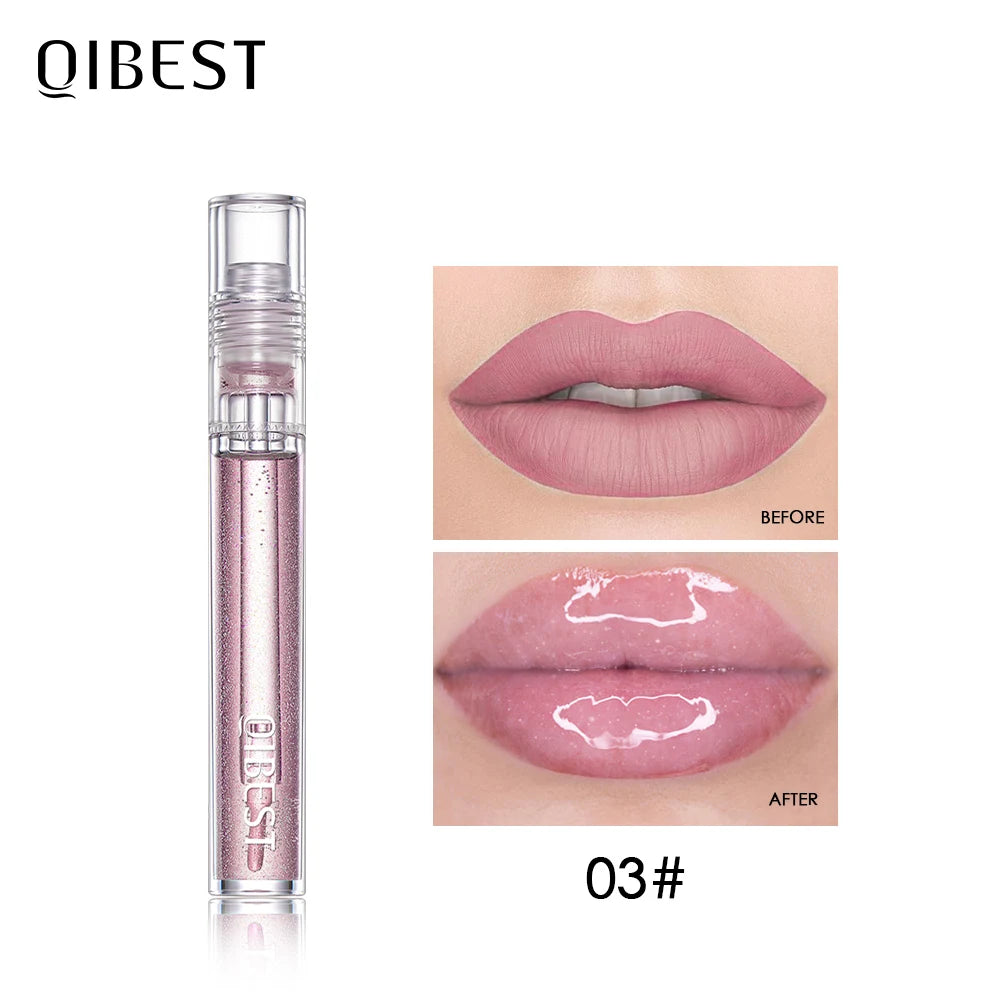 QIBEST Waterproof Transparent Lip Gloss Velvet Matte Lipstick Long Lasting Moisturizing Lip Glaze Lip Plumper Extreme Lipgloss Qme 3