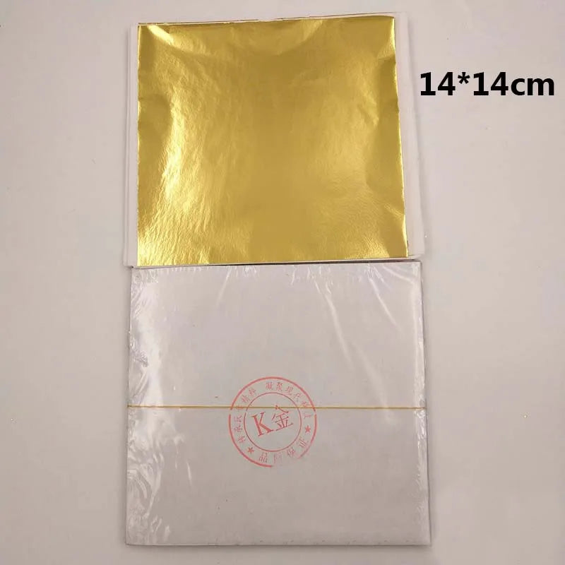 100Pcs Gold Silver Copper Imitation Gold Foil Paper Gilding DIY Craft Art Home Decoration Nail Handmade Supplies 14/16cm c2870 Qme gold 14x14cm